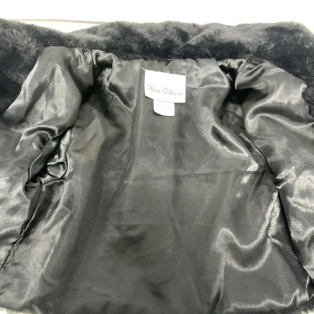 Rare Editions Collared Faux Fur Jacket Toddler Girls Size‎ 5 Black Long Sleeve